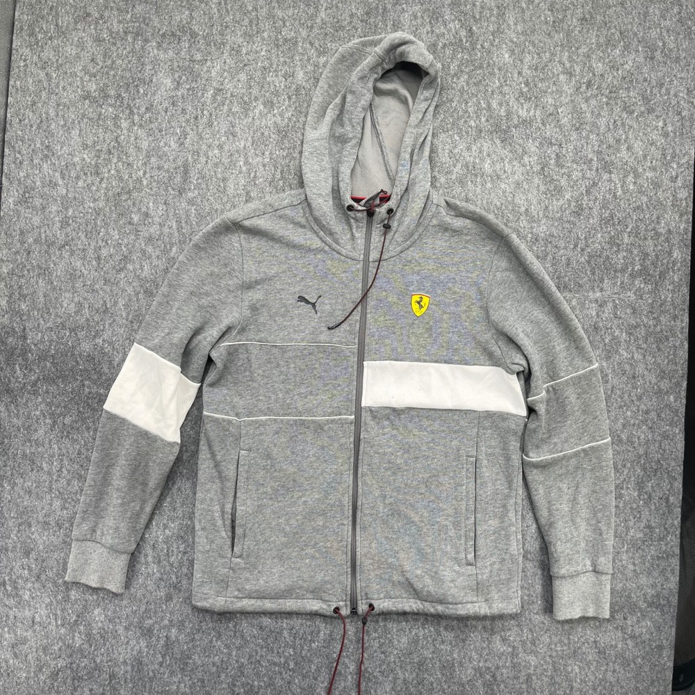 Puma Ferrari Scuderia Hoodie Mens Small Gray Full Zip Racing Jacket Logo